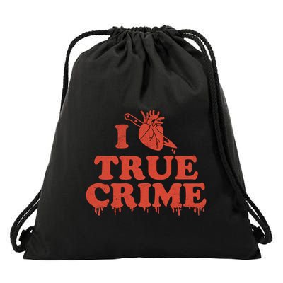 I Love Heart True Crime Drawstring Bag
