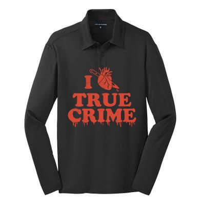 I Love Heart True Crime Silk Touch Performance Long Sleeve Polo