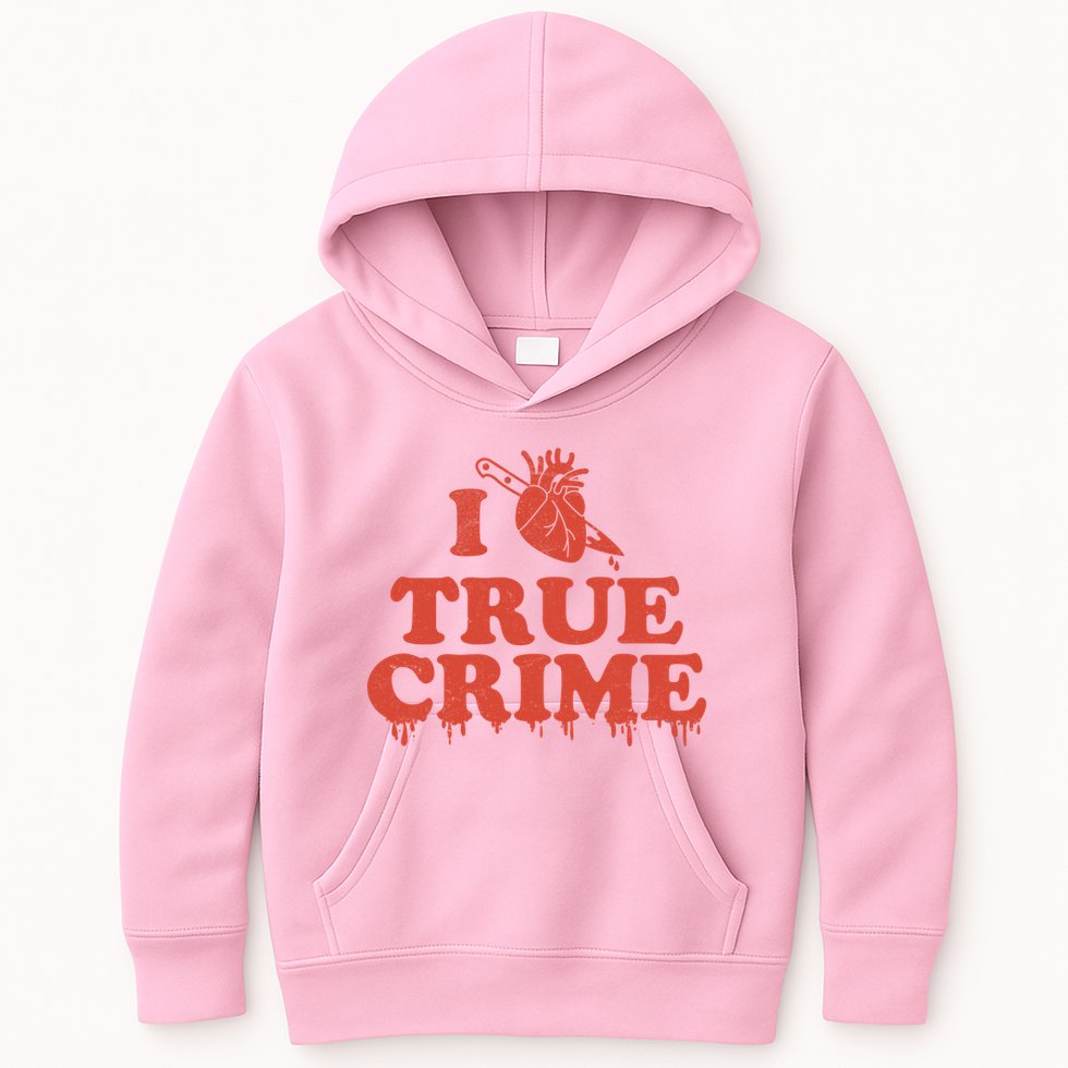 I Love Heart True Crime Kids Hoodie