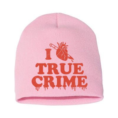 I Love Heart True Crime Short Acrylic Beanie