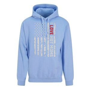 I Love Hot Moms American Usa Flag Gift Unisex Surf Hoodie