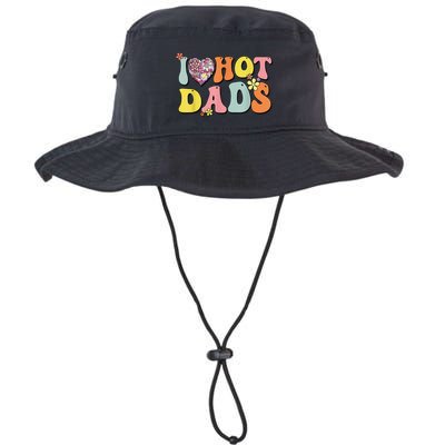 I Love Hot Dads I Heart Hot Dads Retro Groovy Father Bucket Hat