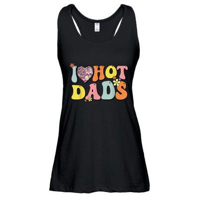 I Love Hot Dads I Heart Hot Dads Retro Groovy Father Ladies Essential Flowy Tank