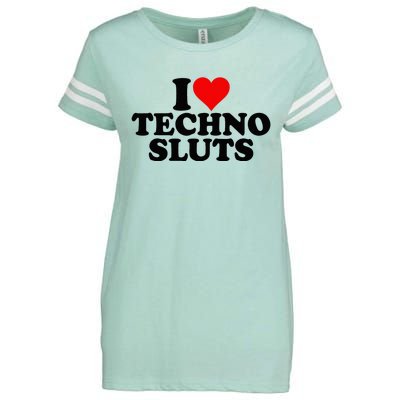 I Love Heart Techno Sluts Edm Music Enza Ladies Jersey Football T-Shirt