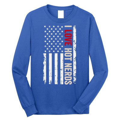 I Love Hot Nerds American Usa Flag Gift Long Sleeve Shirt