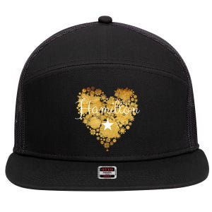 I Love Hamilton Heart 7 Panel Mesh Trucker Snapback Hat