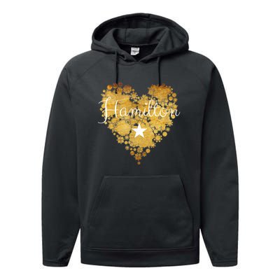 I Love Hamilton Heart Performance Fleece Hoodie