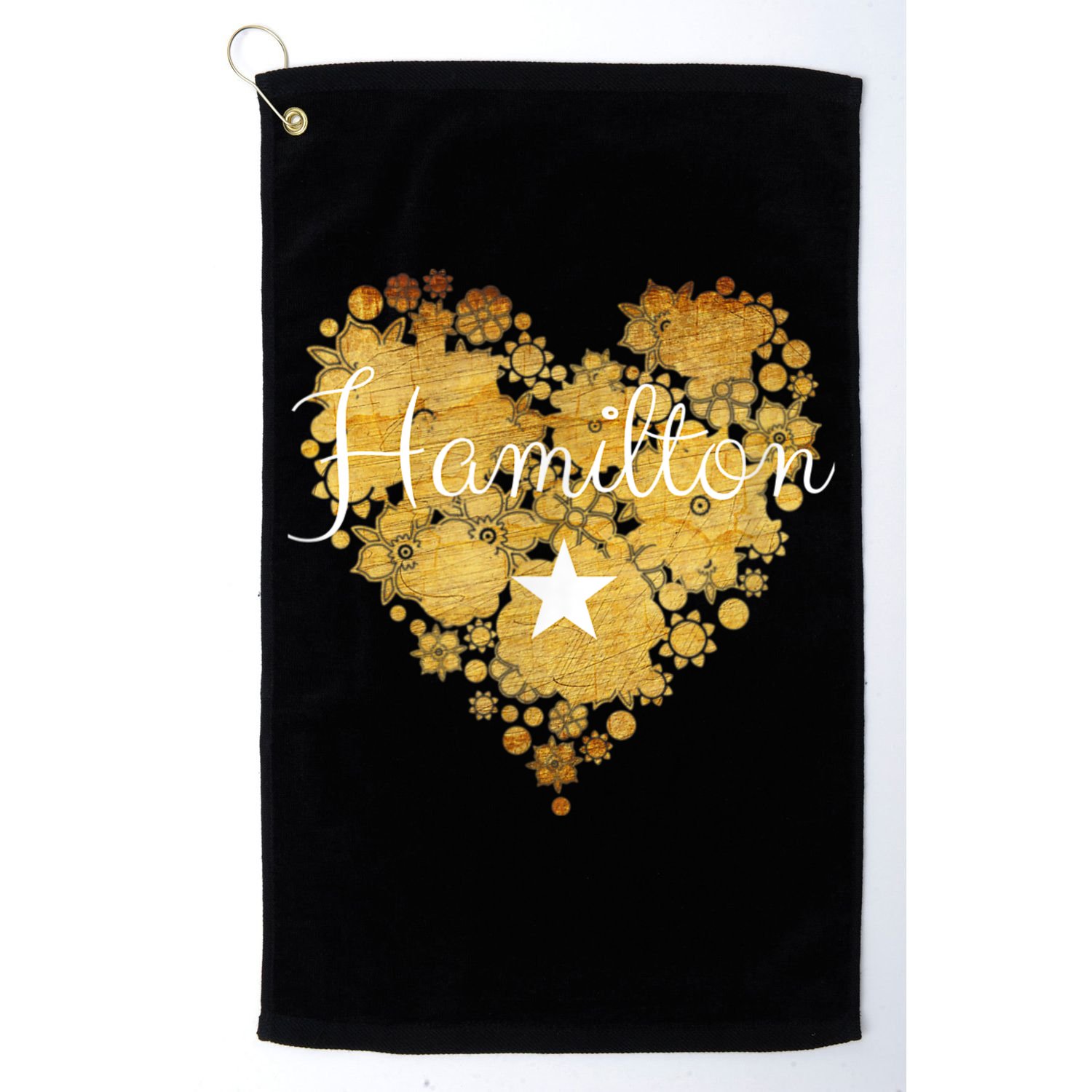 I Love Hamilton Heart Golf Towel