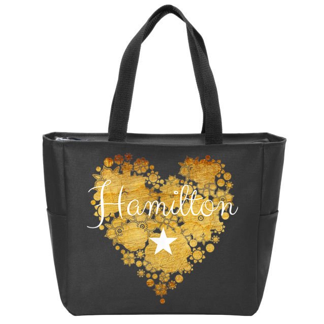 I Love Hamilton Heart Zip Tote Bag