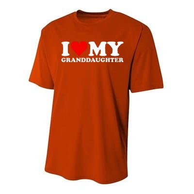 I Love Heart My Granddaughter Performance Sprint T-Shirt