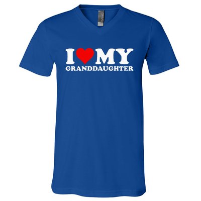 I Love Heart My Granddaughter V-Neck T-Shirt