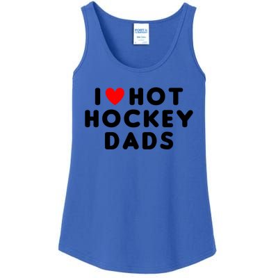 I Love Hot Hockey Dads Funny Red Heart Gift Ladies Essential Tank