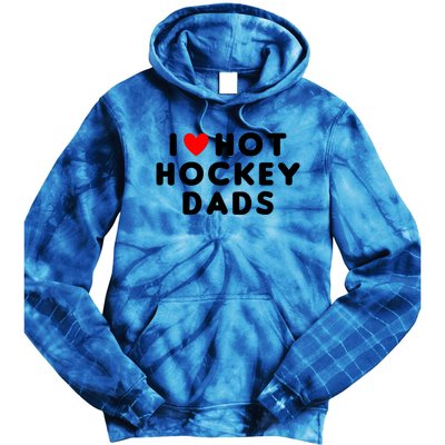 I Love Hot Hockey Dads Funny Red Heart Gift Tie Dye Hoodie