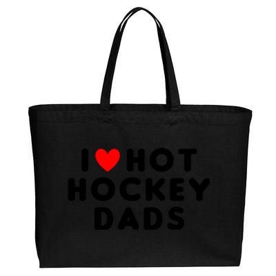 I Love Hot Hockey Dads Funny Red Heart Gift Cotton Canvas Jumbo Tote