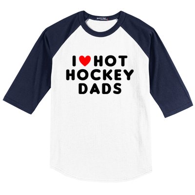 I Love Hot Hockey Dads Funny Red Heart Gift Baseball Sleeve Shirt