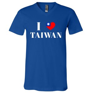 I Love Heart Taiwan Flag Taiwanese Taiwan Pride Roc Taipei Gift V-Neck T-Shirt