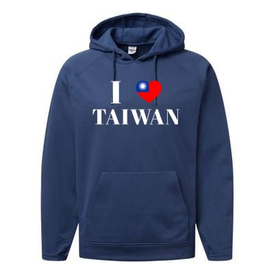 I Love Heart Taiwan Flag Taiwanese Taiwan Pride Roc Taipei Gift Performance Fleece Hoodie