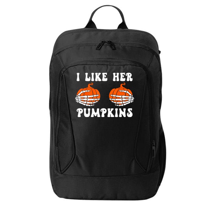 I Like Her Pumpkins Groovy Matching Couple Halloween City Backpack