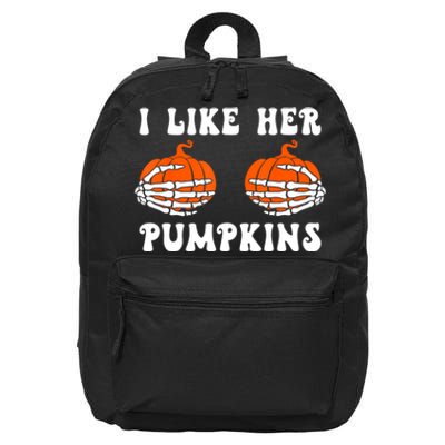 I Like Her Pumpkins Groovy Matching Couple Halloween 16 in Basic Backpack