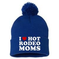 I Love Hot Rodeo Moms I Heart Cowboy Rodeo Mom Pom Pom 12in Knit Beanie