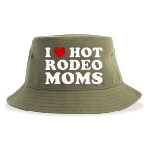 I Love Hot Rodeo Moms I Heart Cowboy Rodeo Mom Sustainable Bucket Hat