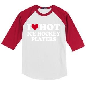 I Love Hot Ice Hockey Players Gift Kids Colorblock Raglan Jersey