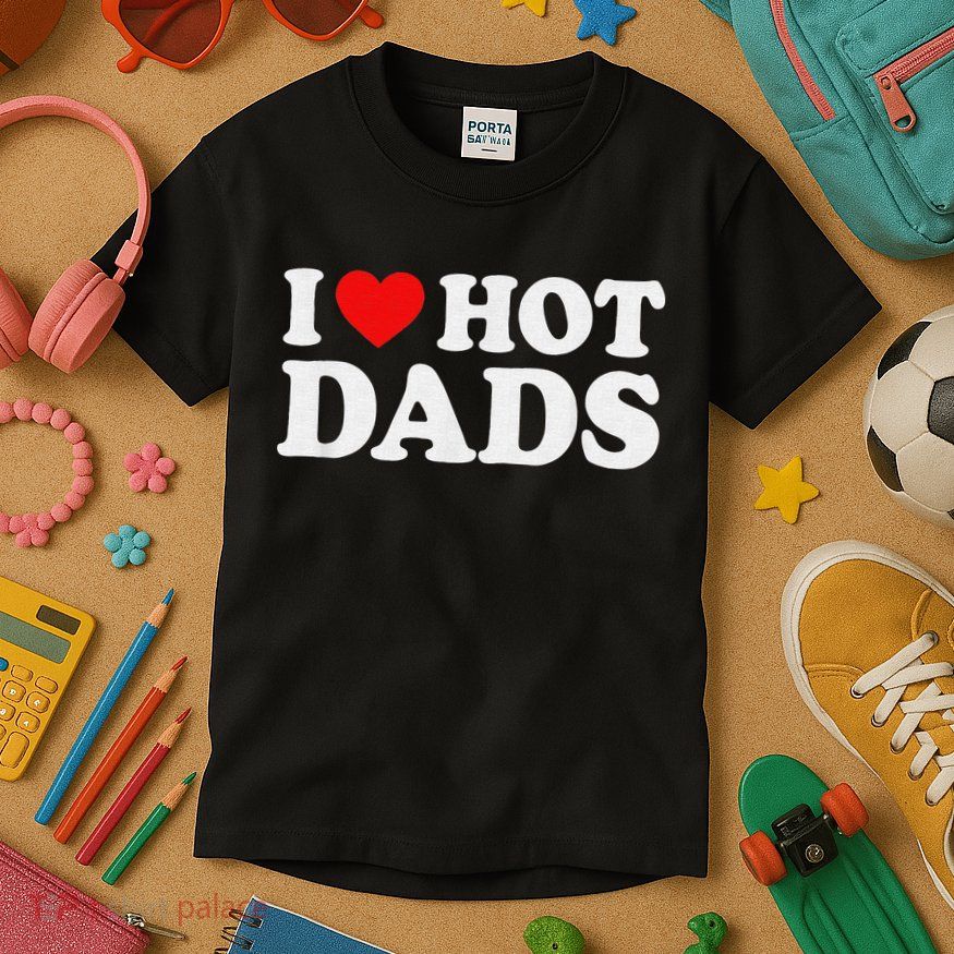 I Love Hot Dads I Heart Hot Dads Love Hot Dads Kids T-Shirt