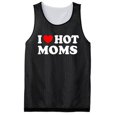 I Love Hot Moms Funny Red Heart Love Moms Mesh Reversible Basketball Jersey Tank