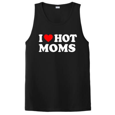 I Love Hot Moms Funny Red Heart Love Moms PosiCharge Competitor Tank