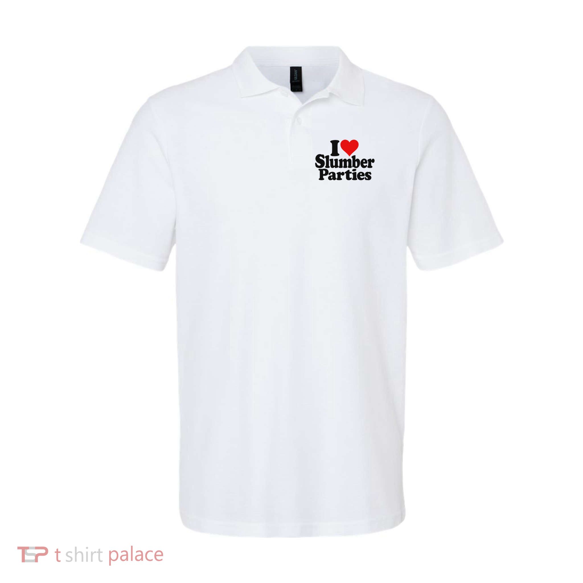 I Love Heart Slumber Parties Sleepovers Softstyle Adult Sport Polo