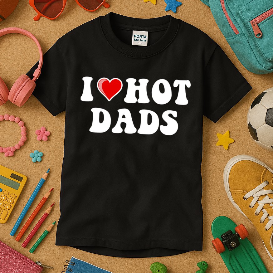 I Love Hot Dads Shirt I Heart Hot Dads Shirt Love Hot Dads Kids T-Shirt