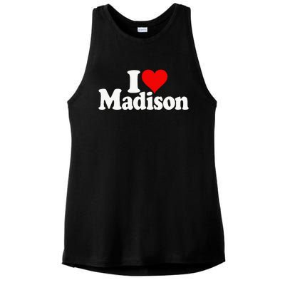 I Love Heart Madison Mads Maddie Ladies PosiCharge Tri-Blend Wicking Tank