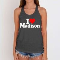 I Love Heart Madison Mads Maddie Women's Knotted Racerback Tank