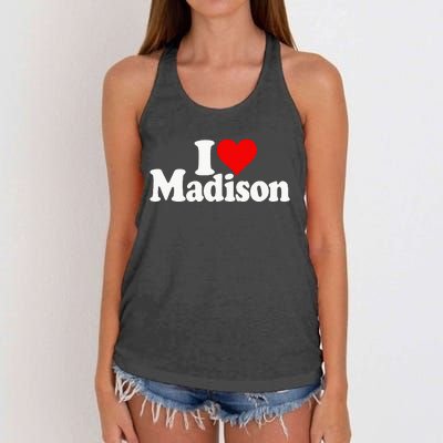 I Love Heart Madison Mads Maddie Women's Knotted Racerback Tank