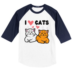 I Love Heart Cats Cute Kittens Pet Baseball Sleeve Shirt