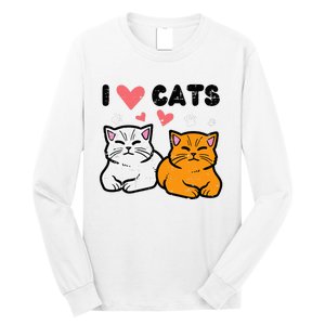 I Love Heart Cats Cute Kittens Pet Long Sleeve Shirt