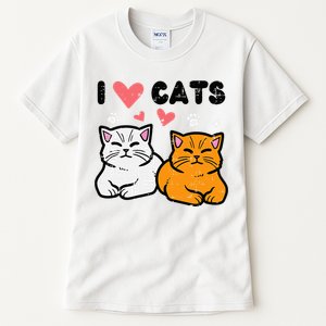 I Love Heart Cats Cute Kittens Pet Tall T-Shirt