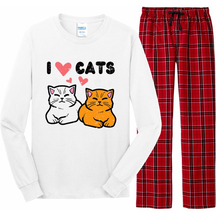 I Love Heart Cats Cute Kittens Pet Long Sleeve Pajama Set