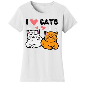 I Love Heart Cats Cute Kittens Pet Women's T-Shirt