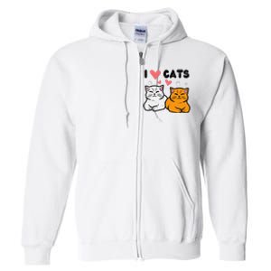 I Love Heart Cats Cute Kittens Pet Full Zip Hoodie