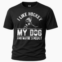 I Like Hockey My Dog And Maybe 3 People Funny Saying Cooling Performance Crew T-Shirt