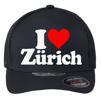 I Love Heart Zurich Switzerland Flexfit Unipanel Trucker Cap