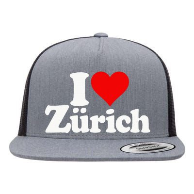 I Love Heart Zurich Switzerland Flat Bill Trucker Hat