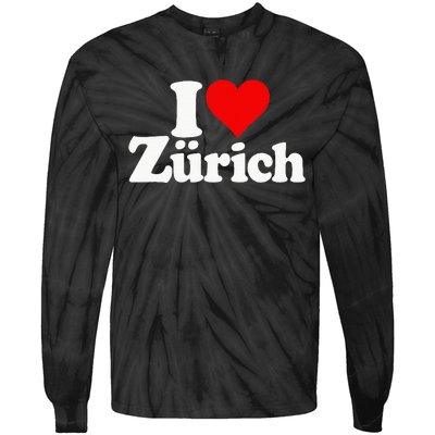 I Love Heart Zurich Switzerland Tie-Dye Long Sleeve Shirt