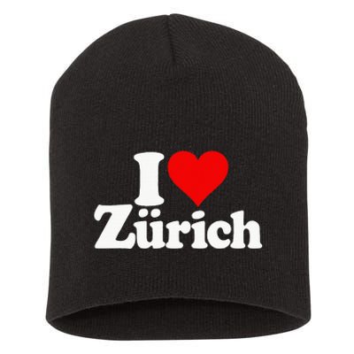 I Love Heart Zurich Switzerland Short Acrylic Beanie