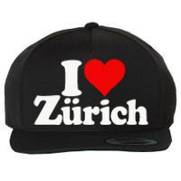 I Love Heart Zurich Switzerland Wool Snapback Cap