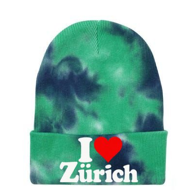 I Love Heart Zurich Switzerland Tie Dye 12in Knit Beanie