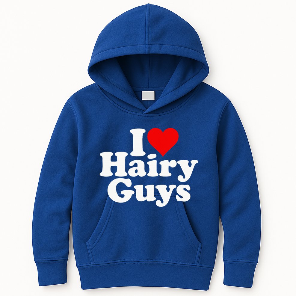 I Love Heart Hairy Guys Man Furry Kids Hoodie