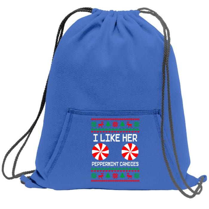 I Like Her Peppermint Candies Funny Couple Ugly Xmas Cute Gift Sweatshirt Cinch Pack Bag