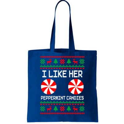 I Like Her Peppermint Candies Funny Couple Ugly Xmas Cute Gift Tote Bag